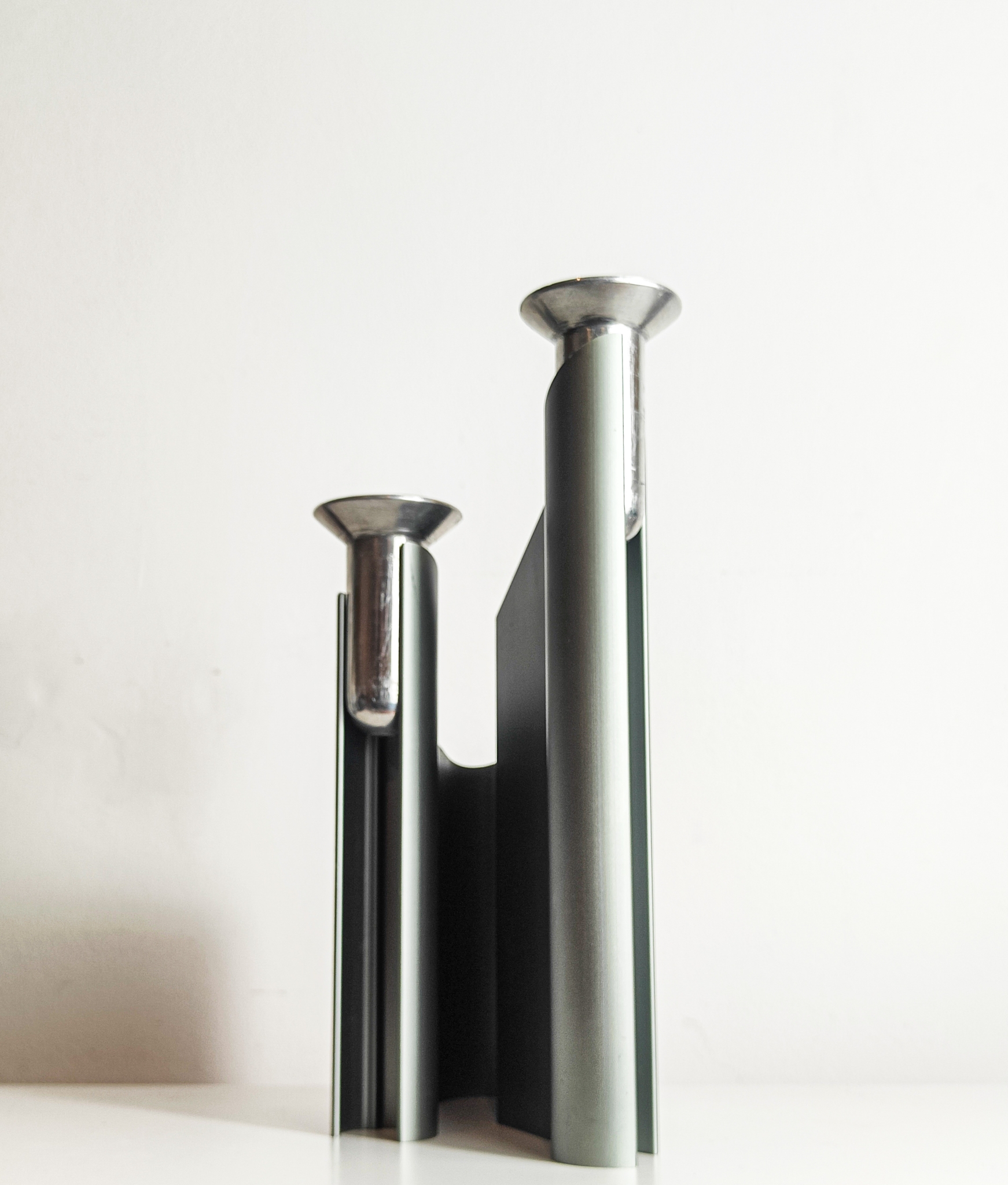 Large Georg Jensen 'Labyrinth' Anodized Aluminum Double Candleholder | Lene Munthe Design