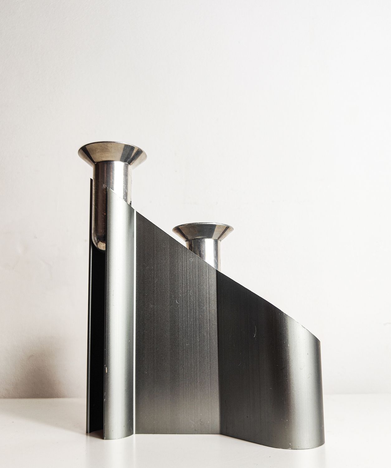 Small Georg Jensen 'Labyrinth' Anodized Aluminum Double Candleholder | Lene Munthe Design