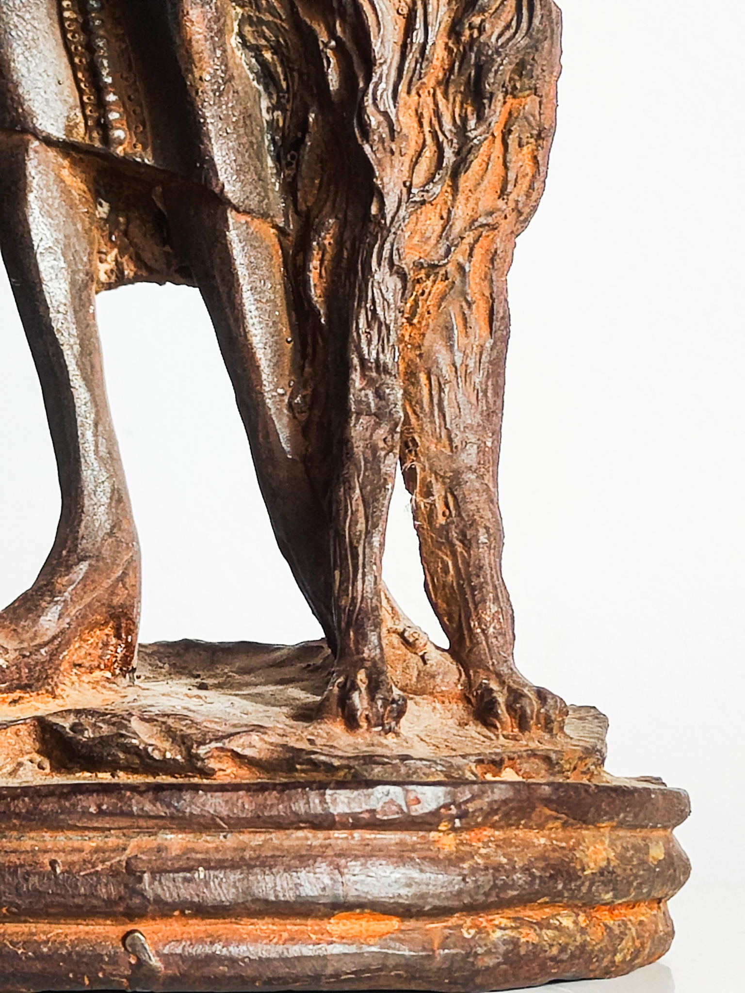Art Deco Style Cast Metal Sculpture of Woman with Borzoi