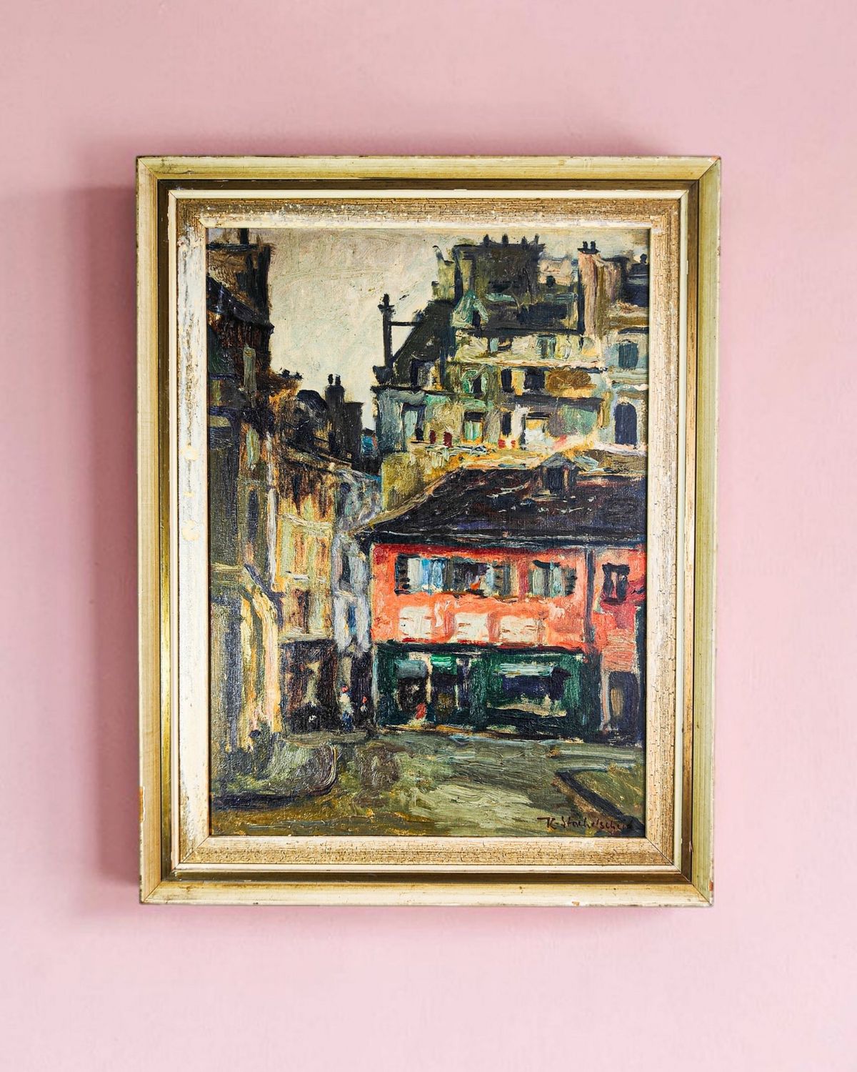 Mid-Century German Expressionist Street Scene by Karl Stachelscheid (1917–1970) Mid-Century German Expressionist Street Scene by Karl Stachelscheid (1917–1970)