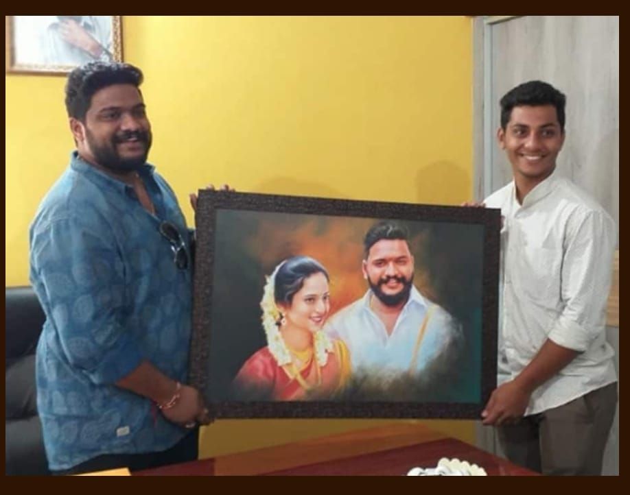 Handmade Digital Oil Painting Couple (16 x 24 Inch ) No Ai work