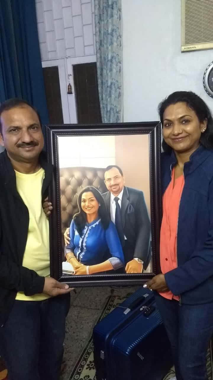 Handmade Digital Oil Painting Couple (16 x 24 Inch ) No Ai work