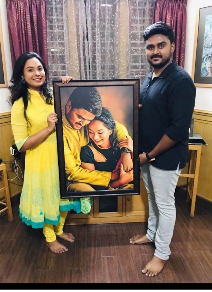 Most Demanded artwork Handmade Digital Oil Painting Couple ( 20 x 30 Inch ) No Ai work