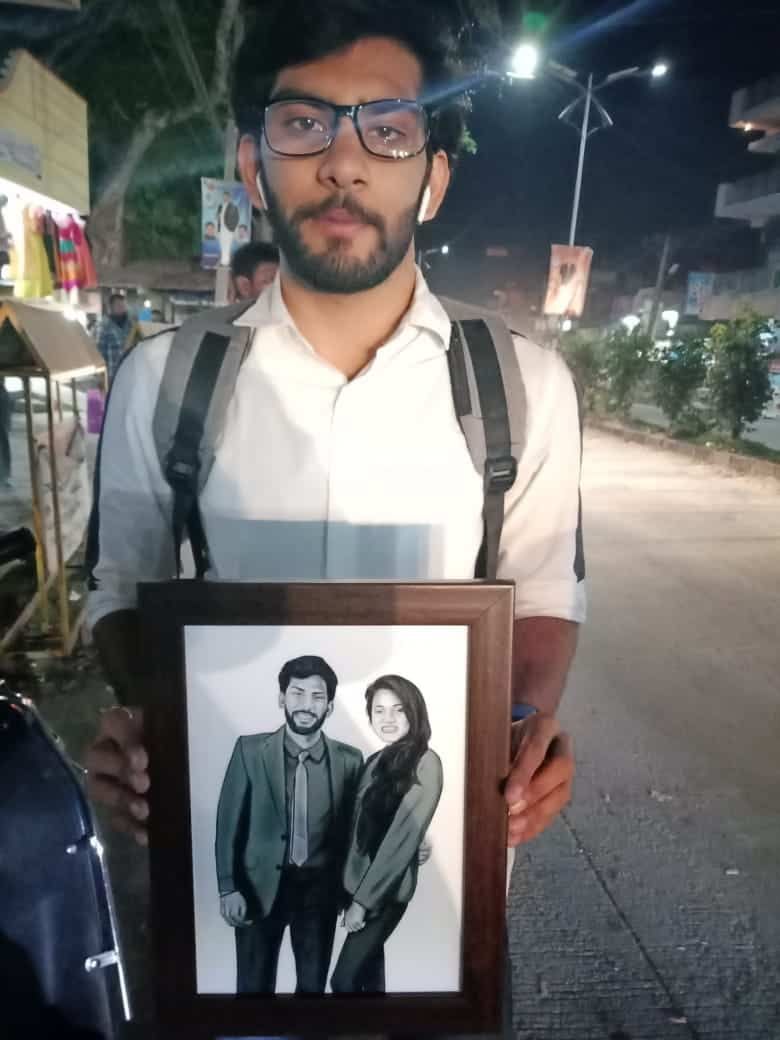 Couple Handmade Digital Sketch (No Ai ) Frame Size 8 x 12 Inch