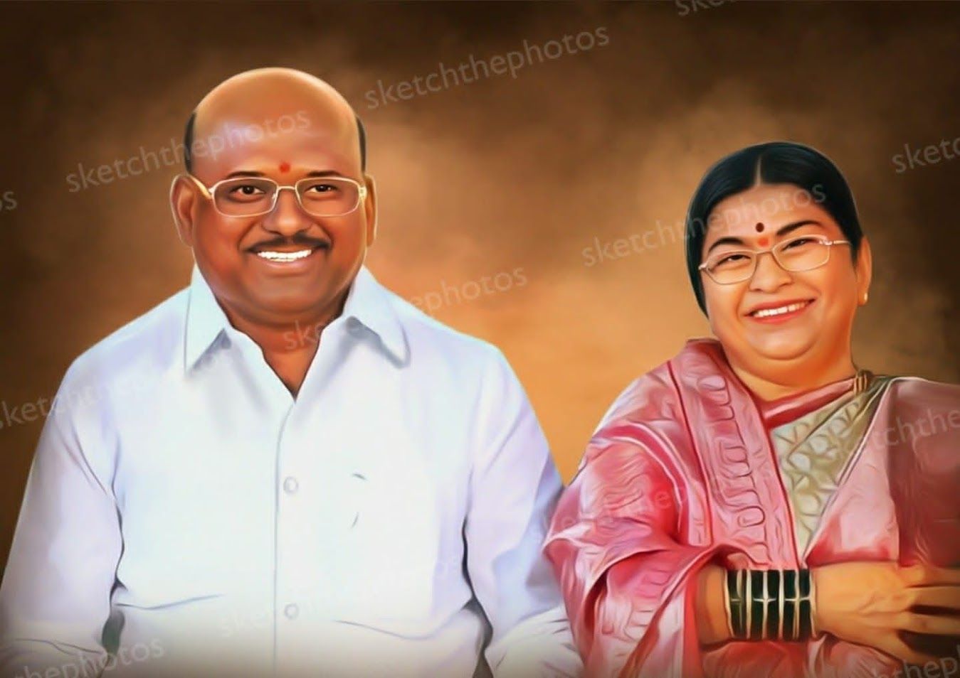 💞 Couple Handmade Digital Oil Painting (12 x 18 Inch) – 100% No AI Work