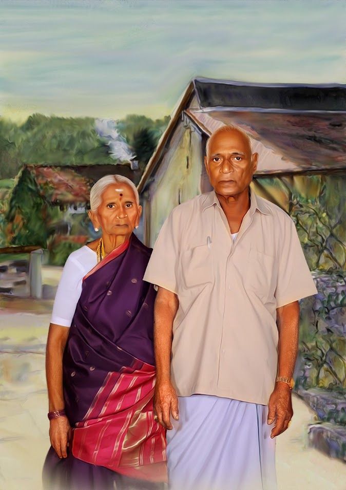 💞 Couple Handmade Digital Oil Painting (16 x 24 Inch) – 100% No AI Work