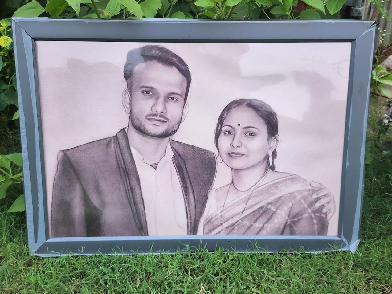 Couple Real Handmade sketch Made on canvas (16 x 24 Inch No Ai Work