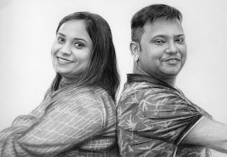 💞 Couple Real Handmade Sketch on Canvas (16 x 24 Inch) – 100% No AI Work