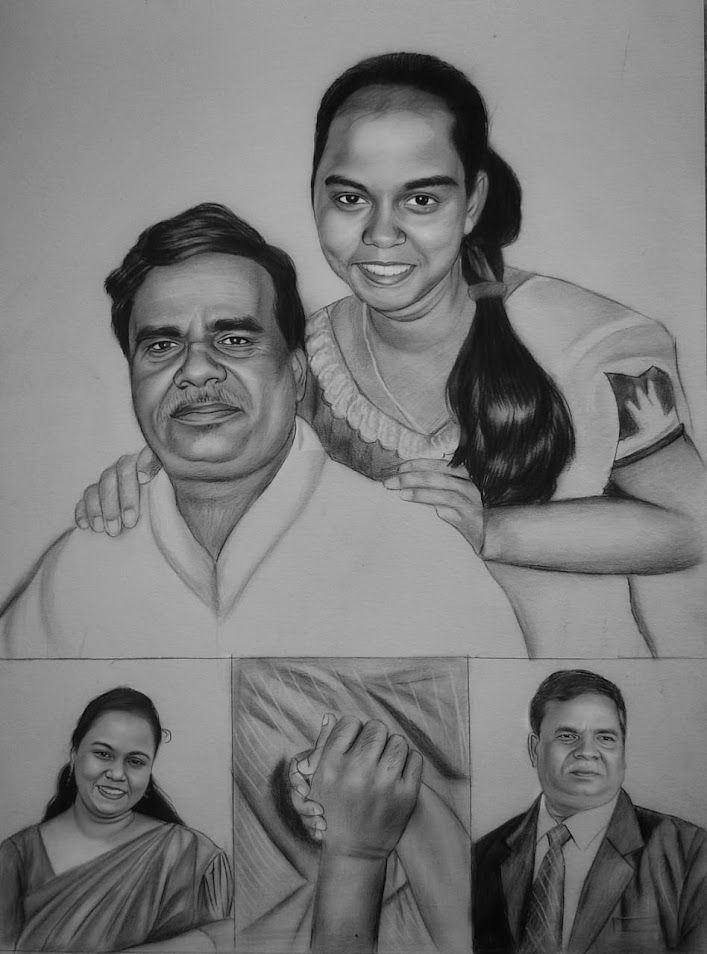 Emotional Handmade Sketch 12 x 18 Inch (Real handmade)