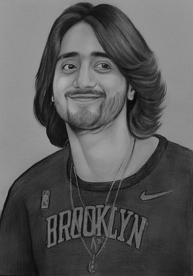 Real Pencil Sketch for Him Size – 8 x 12 Inch (Without Frame, 100% Handmade)