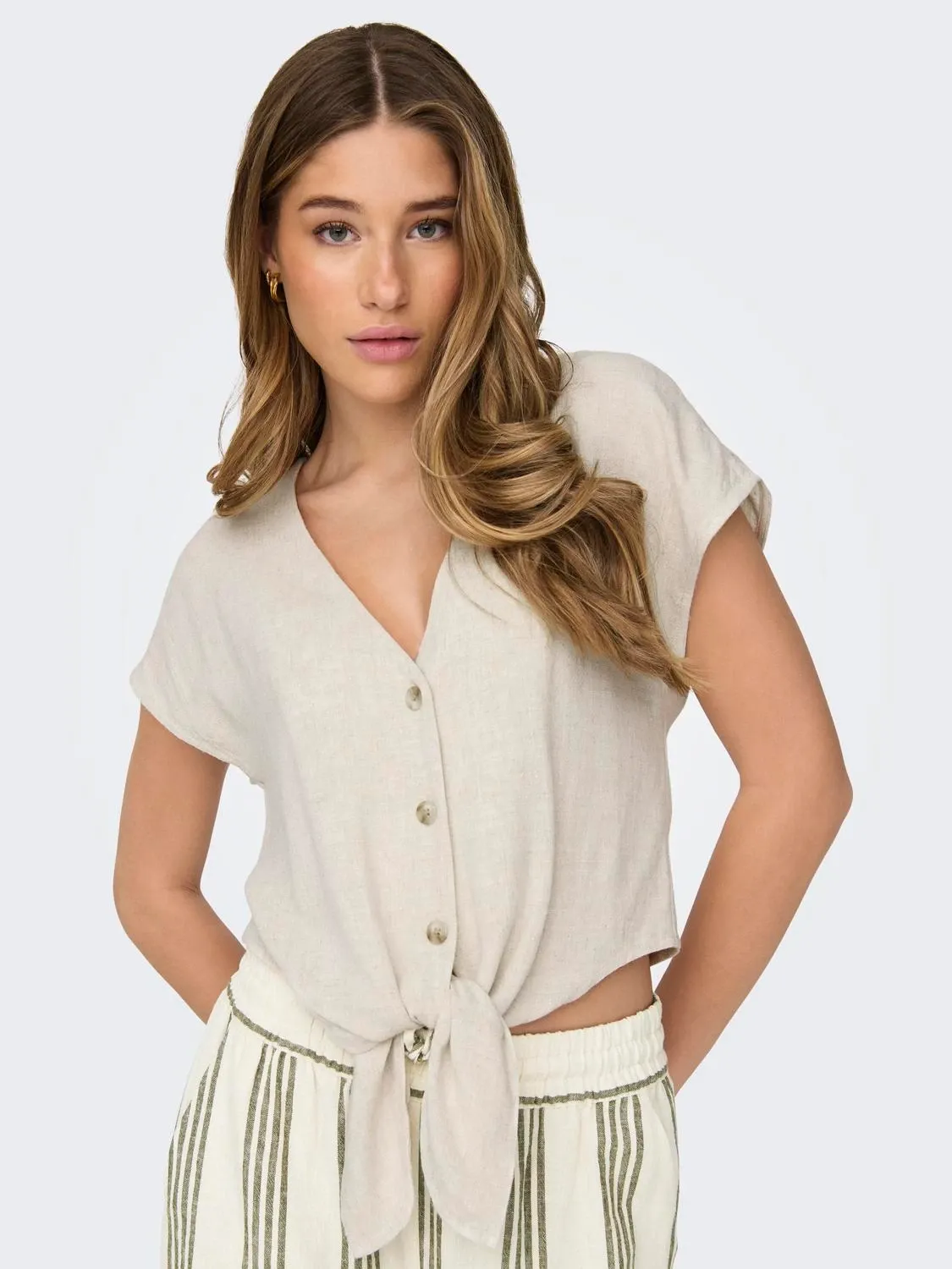 ONLSIESTA SS KNOT LIN BL SHIRT PNT NOOS