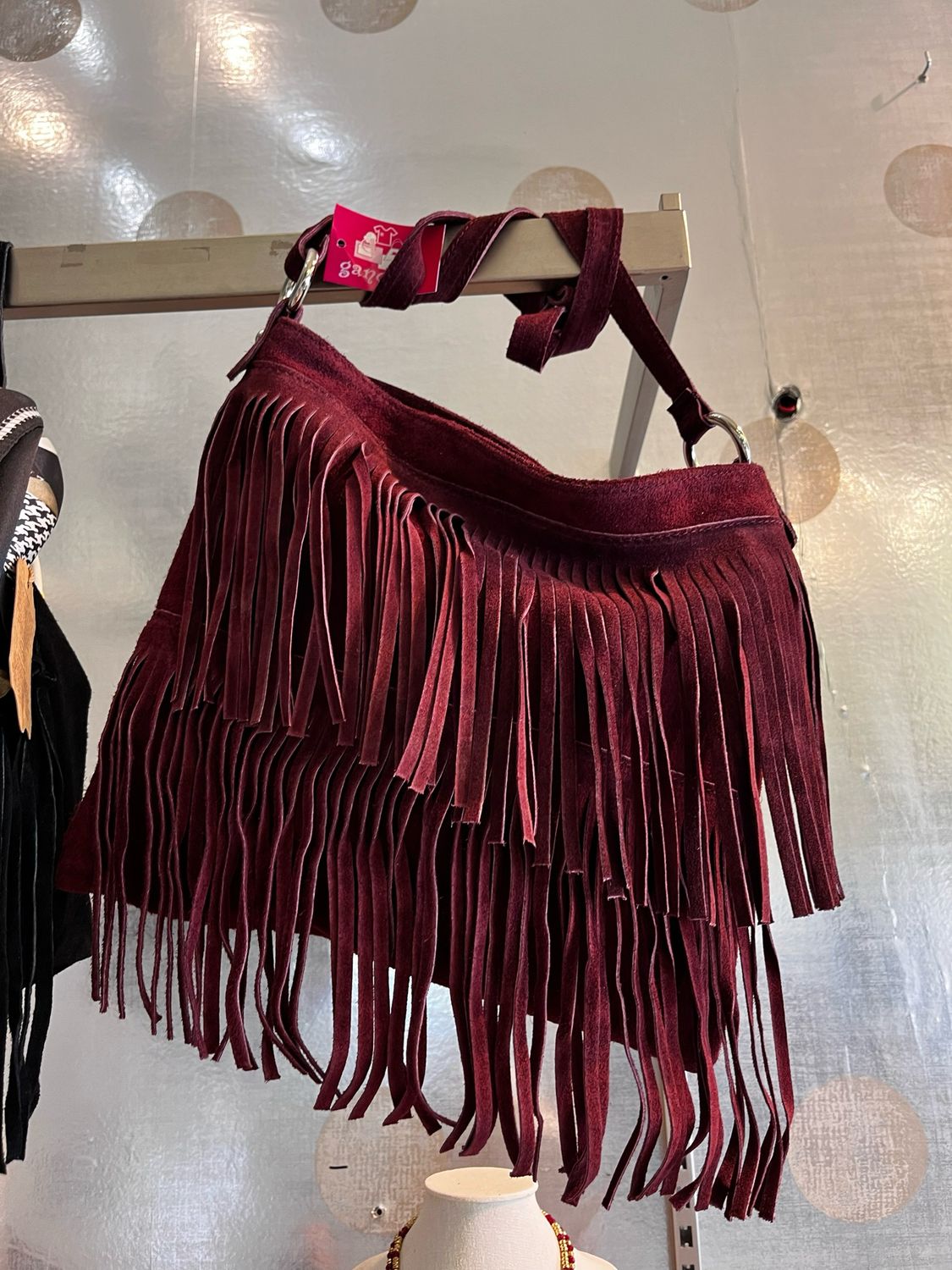 Bolso piel granate
