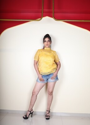 Yellow Frill Neck Top