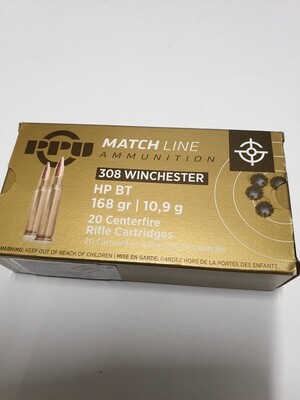 PPU .308 Winchester Match Line 168gr. HPBT