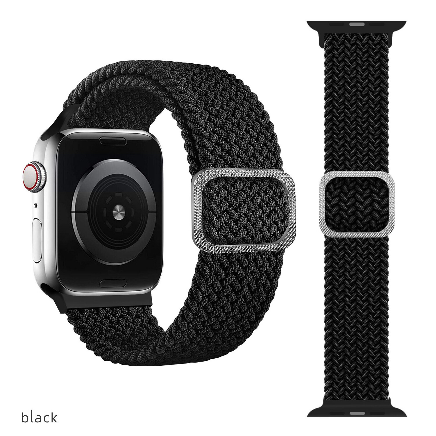 BRACELET APPLE WATCH NYLON TRESSÉ NOIR