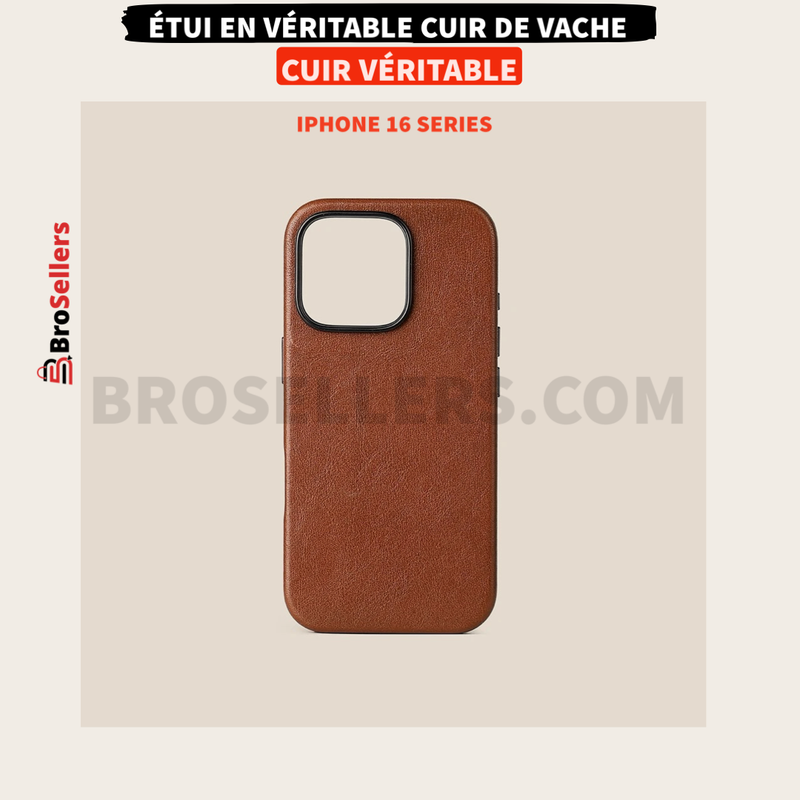 ÉTUI EN CUIR VÉRITABLE DE VACHE IPHONE 16 SERIES