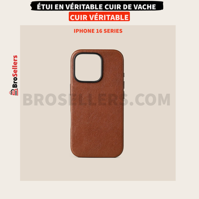 ÉTUI EN CUIR VÉRITABLE DE VACHE IPHONE 16 SERIES
