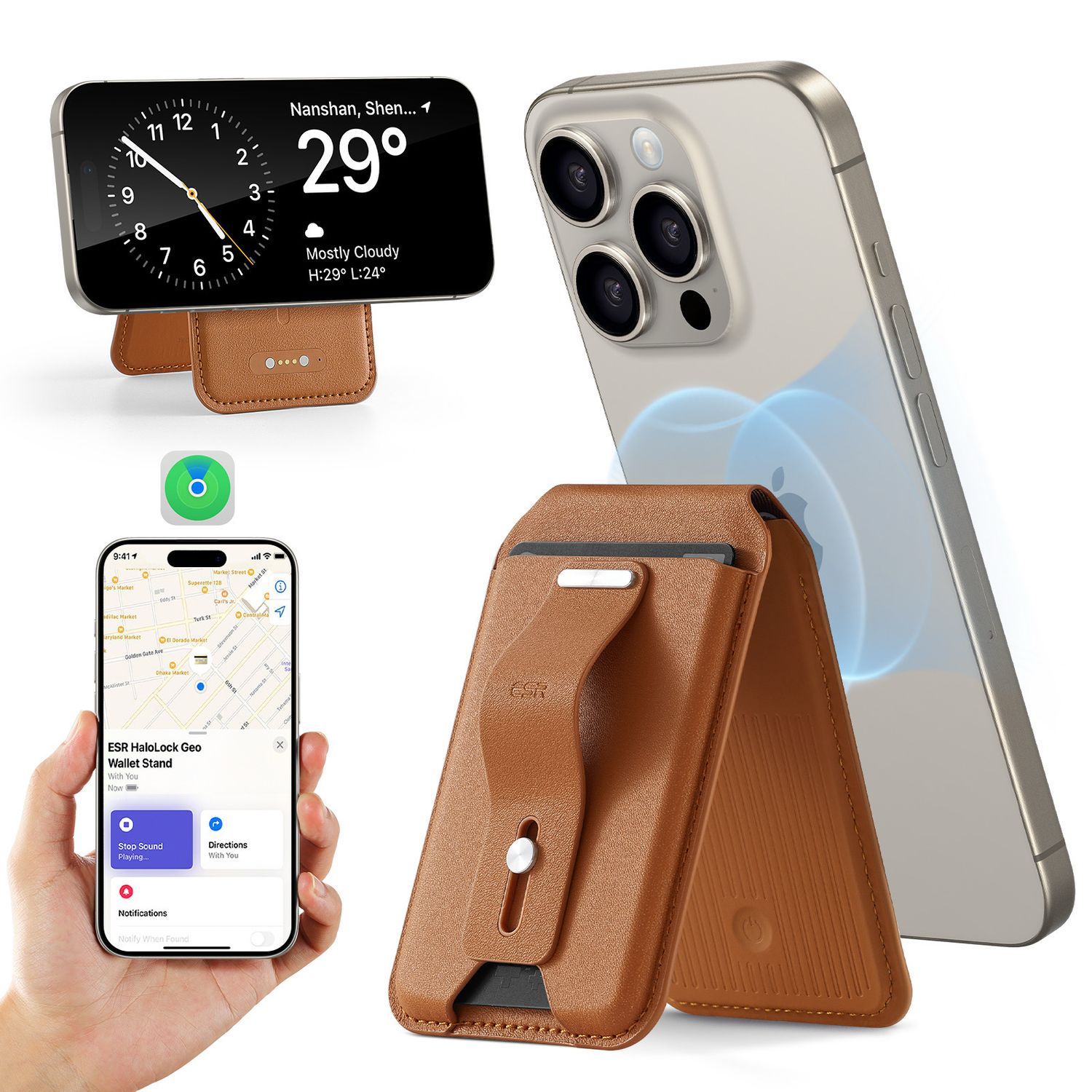 ESR Geo Wallet Stand (HaloLock) with Built-in Find My