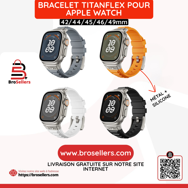 BRACELET TITANFLEX POUR APPLE WATCH 44/45/46/49MM