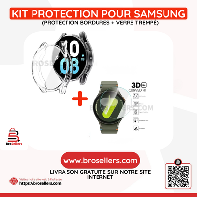 KIT DE PROTECTION BORDURES + VERRE TREMPÉ POUR SAMSUNG WATCH 4/5/6/7