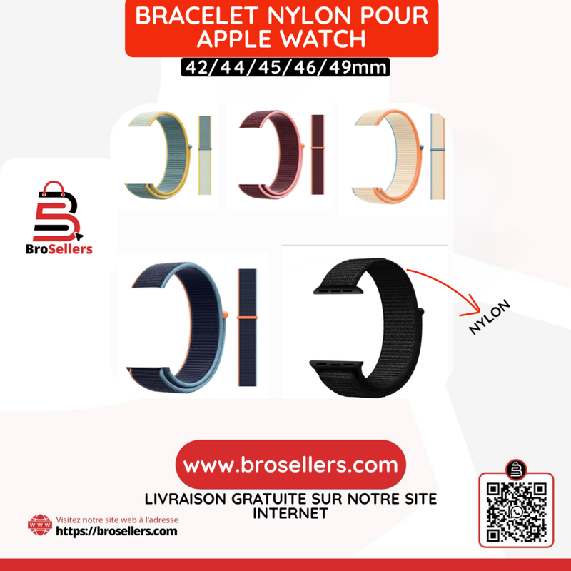 BRACELET NYLON POUR APPLE WATCH 44/45/46/49MM