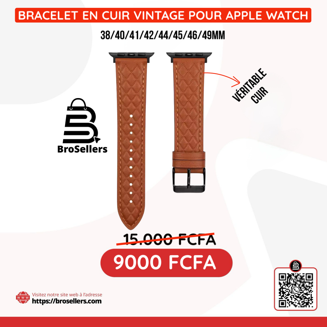 BRACELET EN CUIR VINTAGE POUR APPLE WATCH 44/45/46/49MM