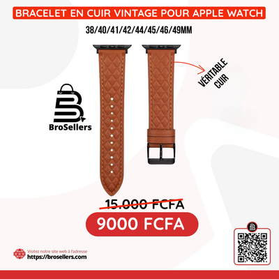 BRACELET EN CUIR VINTAGE POUR APPLE WATCH 44/45/46/49MM