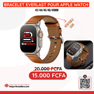 BRACELET EN CUIR EVERLAST POUR APPLE WATCH 45/46/49MM