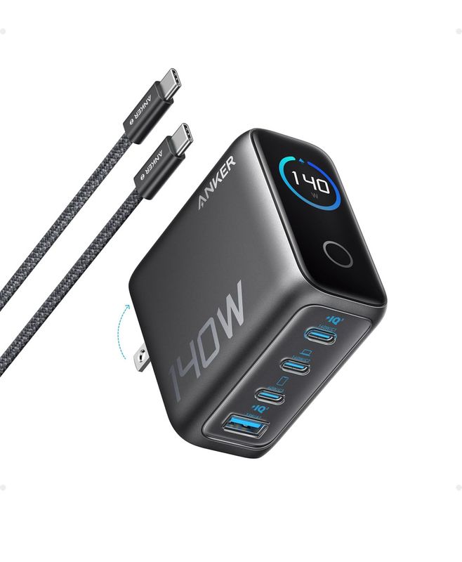 Anker Zolo Chargeur (140 W, 4 ports, PD 3.1) avec câble USB-C