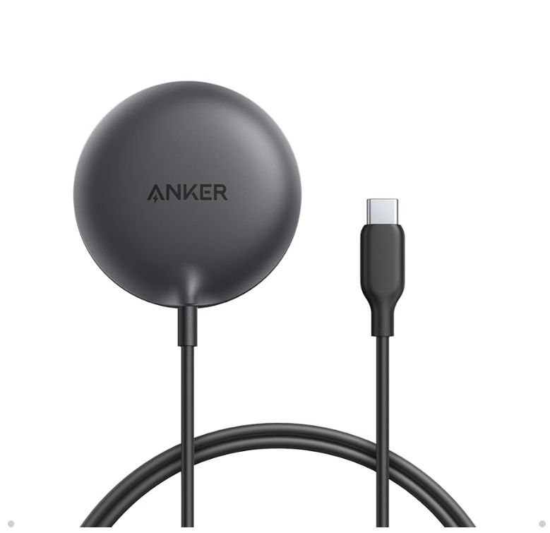 Anker Zolo Chargeur Sans Fil Magnétique, certifié Qi2, puissance de 15W, compatible MagSafe, pour iPhone 16/15/14/13, AirPods et autres appareils. (Adaptateur non inclus).