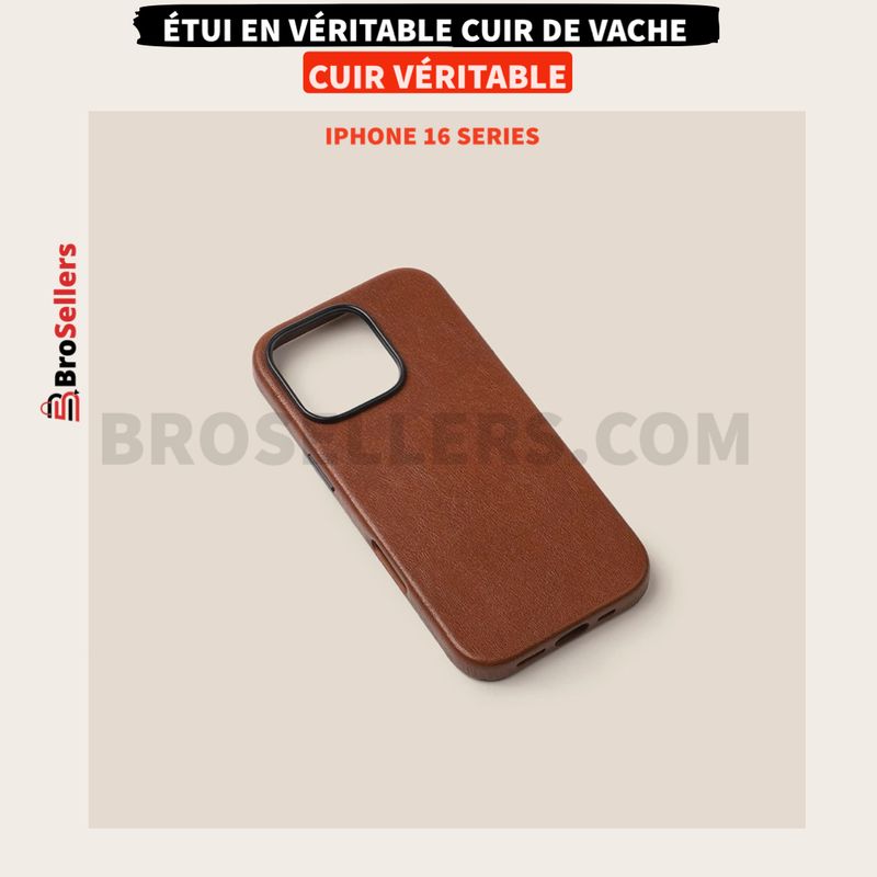ÉTUI EN CUIR VÉRITABLE DE VACHE IPHONE 16 SERIES ÉTUI EN CUIR VÉRITABLE DE VACHE IPHONE 16 SERIES