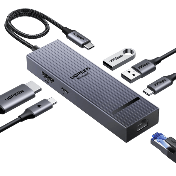 UGREEN Revodok Pro 1061 Hub USB-C 6-en-1 (10Gbps, 4K@60Hz, PD100W) UGREEN Revodok Pro 1061 Hub USB-C 6-en-1 (10Gbps, 4K@60Hz, PD100W)