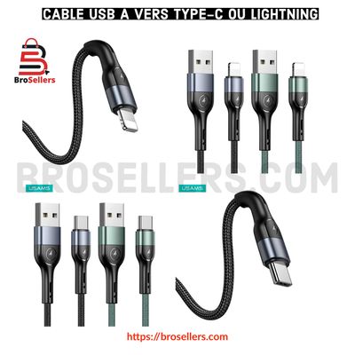 2X CABLE USB A VERS USB-C TO LIGHTNING