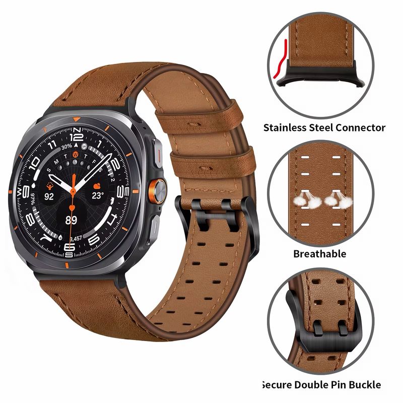 BRACELET EN CUIR EVERSTRONG POUR SAMSUNG WATCH ULTRA-MARRON