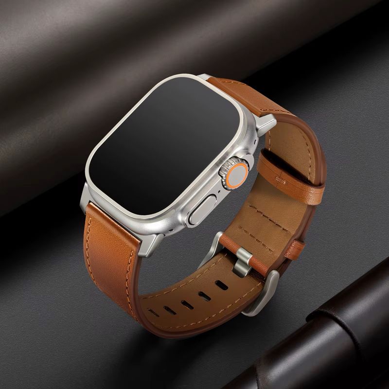 BRACELET EN CUIR EVERLAST POUR APPLE WATCH 44/45/46/49MM-MARRON