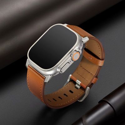 BRACELET EN CUIR EVERLAST POUR APPLE WATCH 44/45/46/49MM-MARRON
