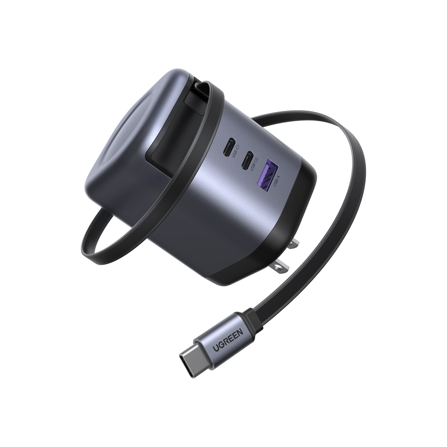 UGREEN Nexode 100W Charger with Retractable USB-C Cable ( ADAPTATEUR PRISE EU OFFERT