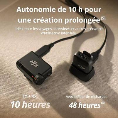 DJI Mic Mini (2 TX + 1 RX) Audio Riche, Microphone Cravate sans Fil pour caméra/Android