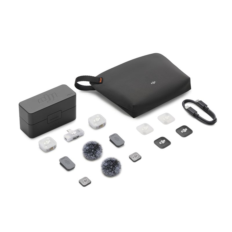 DJI Mic Mini 2 (2 émetteurs + 1 récepteur mobile + boîtier de charge), microphone cravate sans fil, portée de 300m, vlog, streaming
