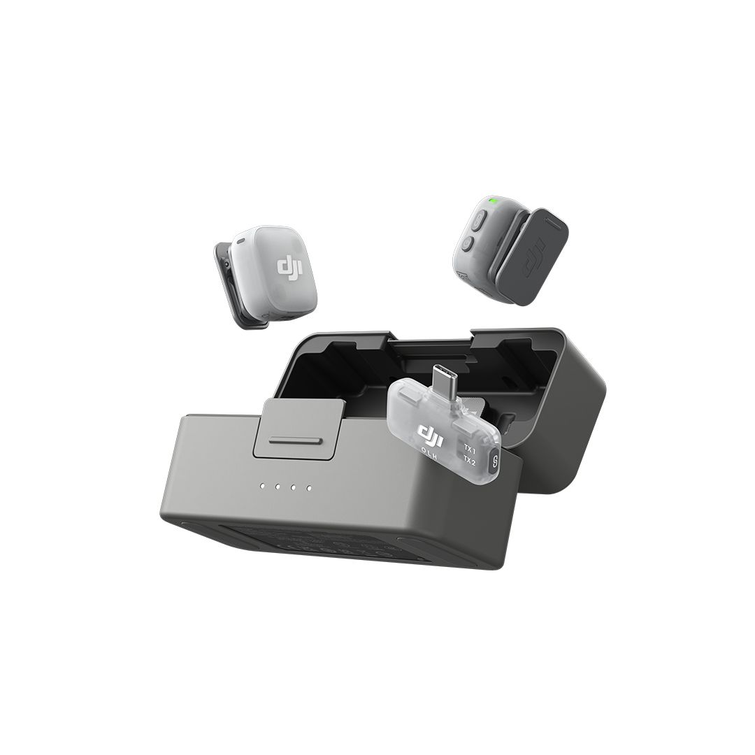 DJI Mic Mini 2 (2 émetteurs + 1 récepteur mobile + boîtier de charge), microphone cravate sans fil, portée de 300m, vlog, streaming