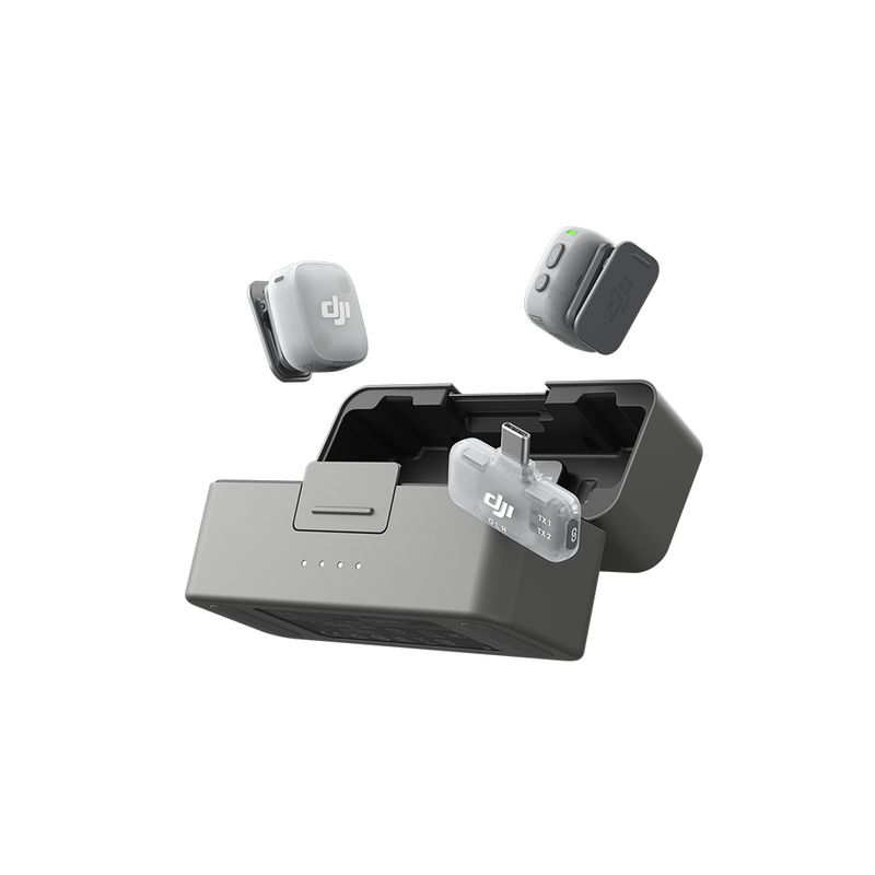 DJI Mic Mini 2 (2 émetteurs + 1 récepteur mobile + boîtier de charge), microphone cravate sans fil, portée de 300m, vlog, streaming