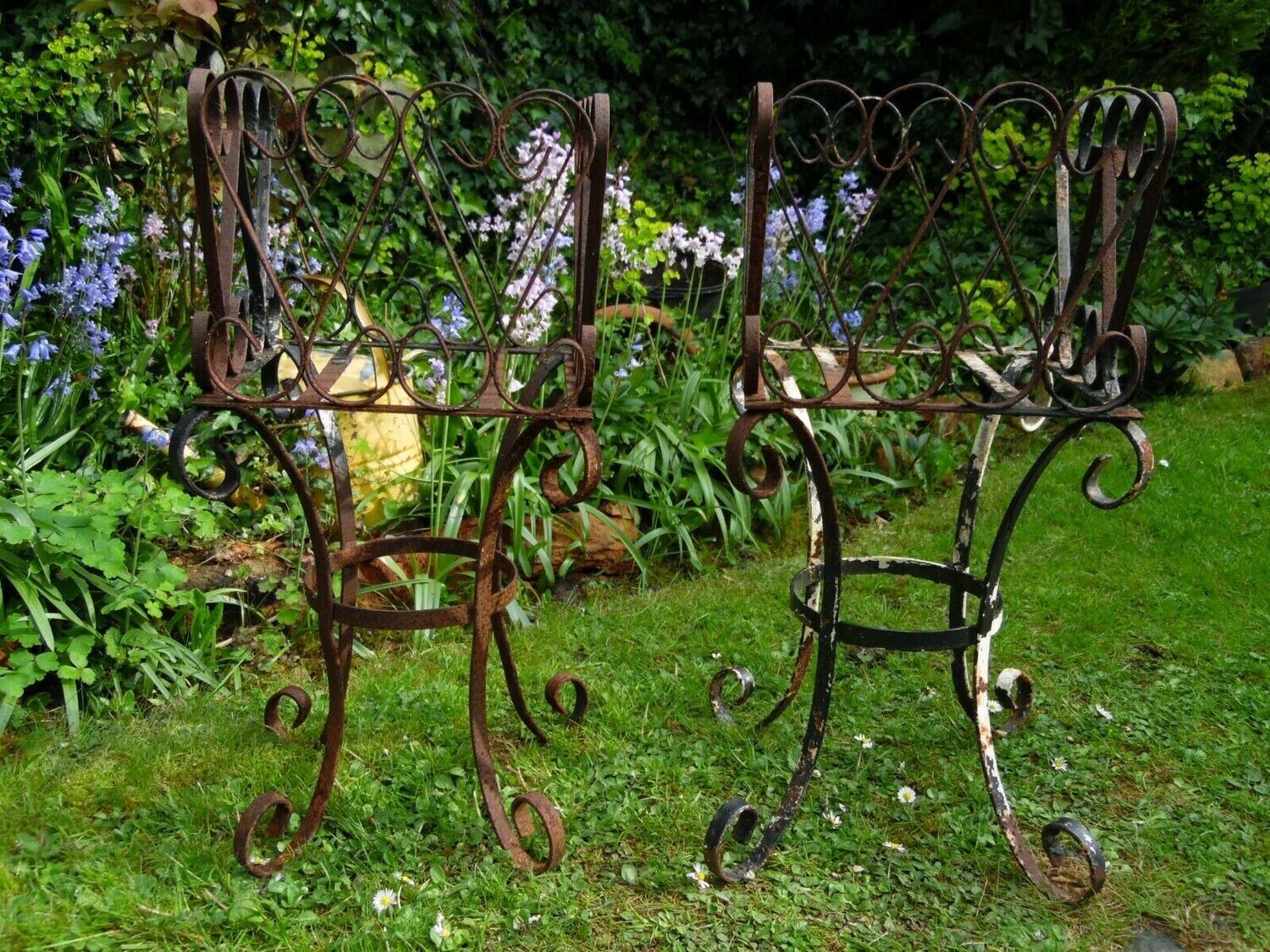 Pair of Ornate Wrought Iron Garden Plant Stands