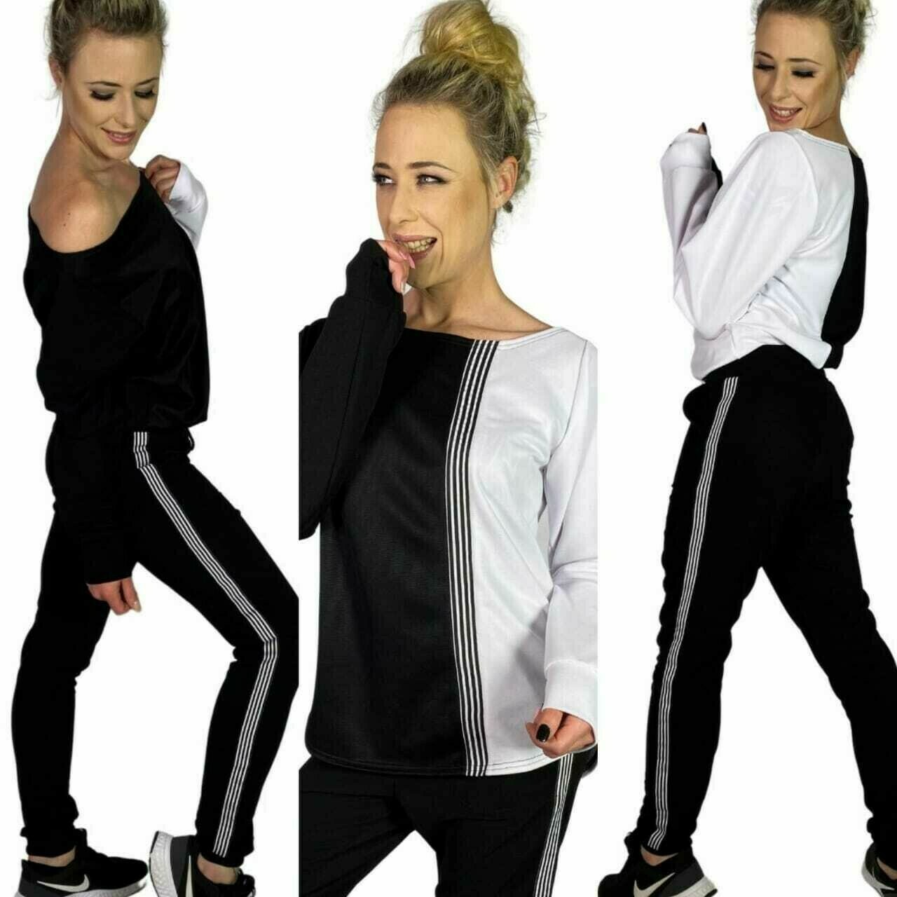 Designer B&amp;W Leisure-Wear Tracksuit in Onyx Black