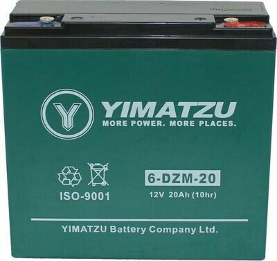 Yimatzu Battery - 12V 20Ah - EV12200 / 6-DZM-20 / 6-FM-20, AGM, 10A3060)
