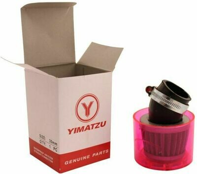 Air Filter - 35mm, Conical, Waterproof, Angled, Yimatzu Brand, Red (60A1352RD)