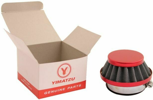 Air Filter - 44mm to 46mm, Conical, Small Stack (30MM), 2 Stroke, Yimatzu Brand, Red