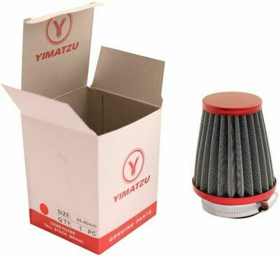 Air Filter - 44mm to 46mm, Conical, Tall Stack (80mm), 2 Stroke, Yimatzu Brand, Red (60P1190RD)