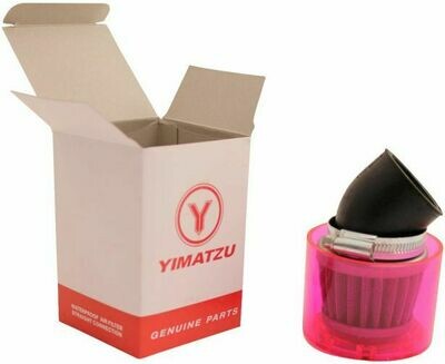Air Filter - 38mm to 40mm, Conical, Waterproof, Angled, Yimatzu Brand, Red (60A1362RD)