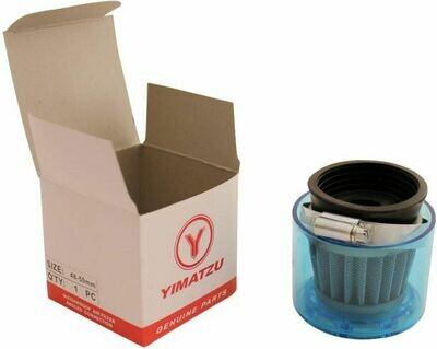 Air Filter - 48mm to 50mm, Conical, Waterproof, Straight, Yimatzu Brand, Blue