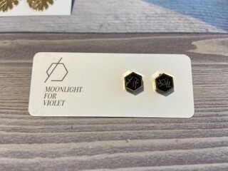 MFV Hexagon Studs - Black w Gold